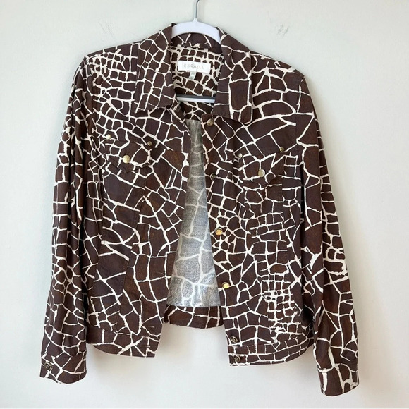 Escada Jackets & Blazers - Escada Animal Print Cotton Denim Jacket